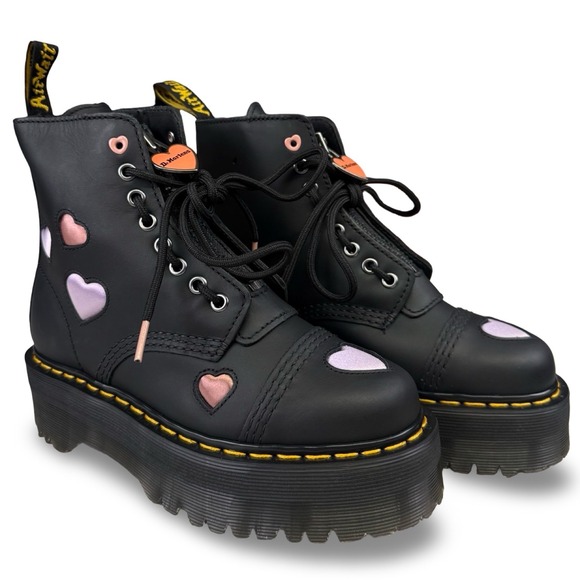 Dr. Martens Shoes - Dr Martens Sinclair Heart Platform Boots Black Womens 6 Jadon Style
